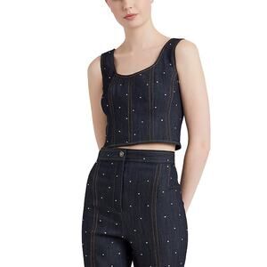 Cinq A Sept 'Ora' Blue Cotton Bustier Size M